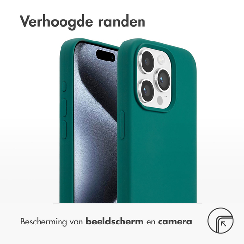 Accezz Liquid Silicone Backcover met MagSafe voor Apple iPhone 15 Pro Telefoonhoesje Groen, afbeelding 3