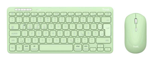 Trust 24944 keyboard Mouse included Home/Office RF Wireless + Bluetooth German Green