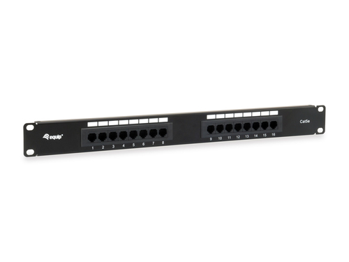 Equip Patchpanel 16x RJ45 Cat5e 19" 1HE onafgeschermd zwart