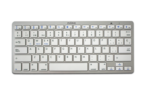 Nilox NXKB01S keyboard Universal Bluetooth QWERTY Spanish Silver, White