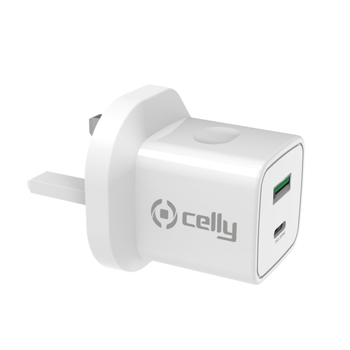 Celly TC2USBUSBC20WUK mobile device charger Smartphone, Smartwatch, Tablet White AC Indoor