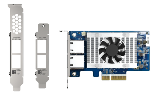 QXG-10G2T-X710 TARJETA DE RED QNAP QXG-10G2T-X710 / VELOCIDAD DE TRANSMISION 10GBE / 2 PUERTOS ETHERNET RJ45 / PCI 3X4 / COMPATIBLE CON WINDOWS 8 Y 10