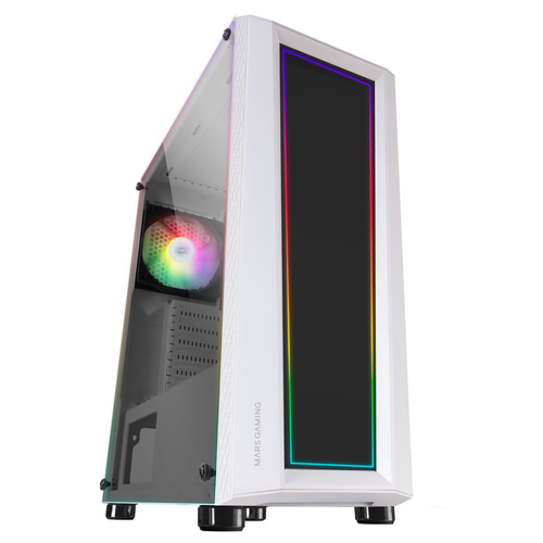 Mars Gaming MC-ART White ATX Gaming PC Case Double Drawable Tempered Glass ARGB 12 Modes