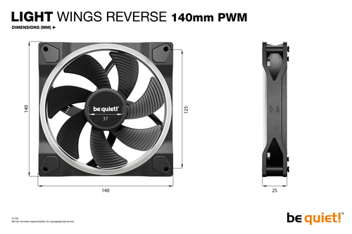 be quiet! Light Wings 140 mm PWM Reverse Black – image 6