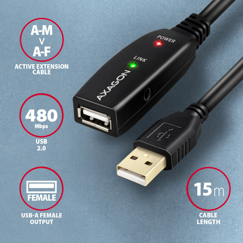 AXAGON - USB-Verlngerungskabel - USB zu USB - 15 m – Foto 4 von 10