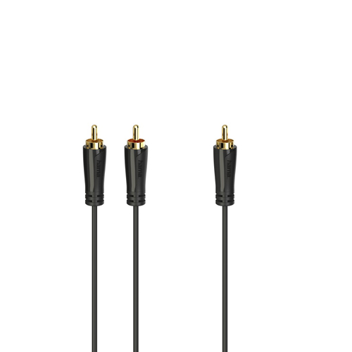 Hama Subwooferkabel, cinch-stekkers - 2 cinch-stekkers, verguld, 5,0 m Luidspreker kabel Zwart