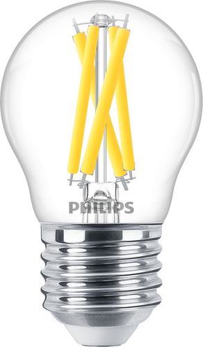 Philips Filament-Kerzenlampe, P45 E27, transparent, 60 W