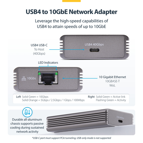 StarTech.com USB4 to Ethernet Adapter, 10GbE, Multi-Gigabit, Thunderbolt Compatible, 10GBASE-T/5G/2.5G NIC – image 9
