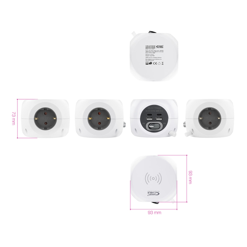 Tomada de 3 Sockets com 4 Usbs (2 USB A + 2 USB-C)S/ FI