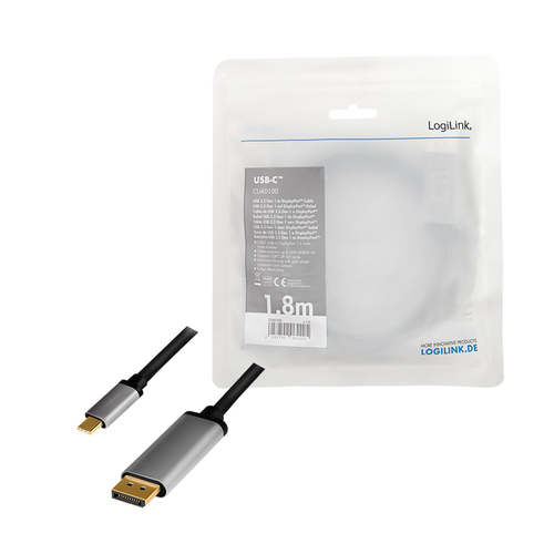 LogiLink CUA0100 tussenstuk voor kabels DisplayPort USB 3.2 Gen1 Type-C Zwart, Grijs, afbeelding 4