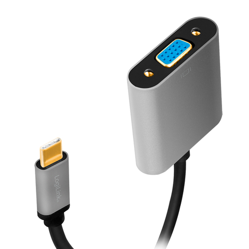 LogiLink CUA0104 video kabel adapter 0,15 m USB Type-C VGA (D-Sub) Zwart, Grijs, afbeelding 2