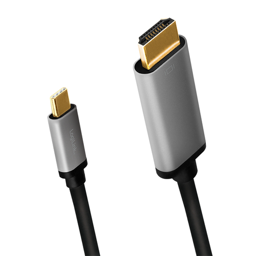 LogiLink CUA0101 tussenstuk voor kabels USB 3.2 Gen1 Type-C HDMI-A Zwart, Grijs, afbeelding 2