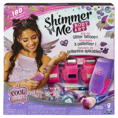 Cool Maker , Shimmer Me Body Art with Roller, 4 Metallic Foils and 180 Designs, Temporary Tattoo Kids Toys for Ages 8 and up