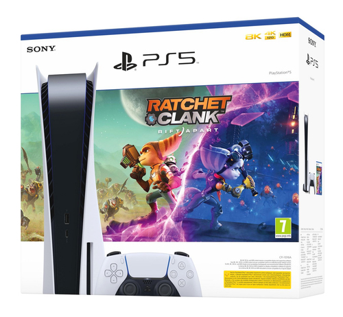 Sony PlayStation 5 Console + Ratchet & Clank: Rift Apart 825 GB Wi-Fi Melns, Balts
