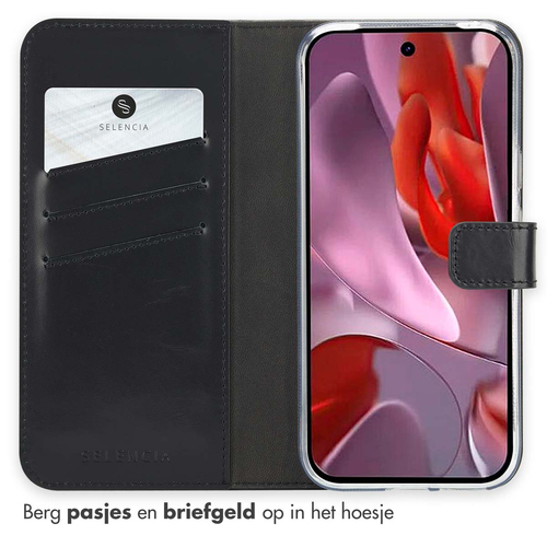 Selencia Echt Lederen Bookcase Google Pixel 9A - Zwart, afbeelding 3