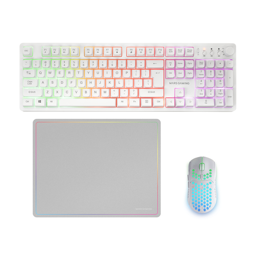 Mars Gaming MCPWXWUS keyboard Mouse included RF Wireless + USB QWERTY US International White