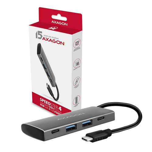 AXAGON Speedster 4 SuperSpeed USB-C 10 Gbps Hub mit 4 USB-Ports USB-Hubs - USB 32 - 4 - silber – Foto 10 von 10