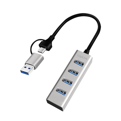 Logilink USB 3.0 HUB, 4x USB-A, 5 Gbit/s, silber, afbeelding 3