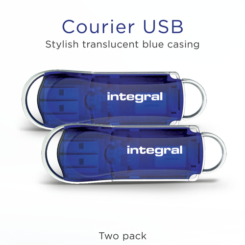 Integral 64GB USB2.0 DRIVE COURIER BLUE TWIN PACK ETAIL