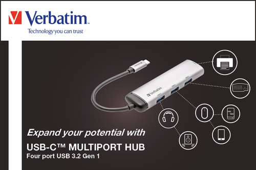 Verbatim USB-C to 4-Port USB-A 3.2 Gen1 Multiport Hub - image 6