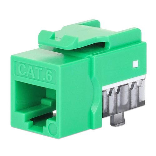 CAT6 SLIM KEYSTONE JACK WITH PUNCH-DOWN STAND, GREEN, 25-PACK