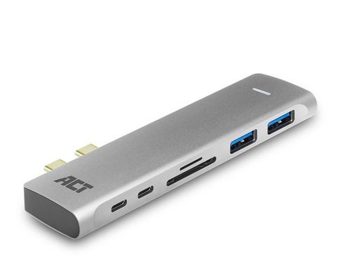 ACT AC7025 док-станция для ноутбука Док-разъём USB 3.2 Gen 2 (3.1 Gen 2) Type-C Серый