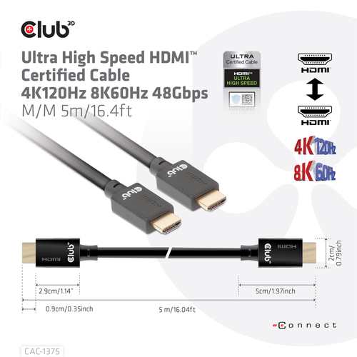 Club 3D Ultra High Speed HDMI 2.1 gecertificeerde kabel male-male, afbeelding 6