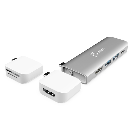 j5create JCD387 USB 3.2 Gen 1 (3.1 Gen 1) Type-C Серебристый, Белый