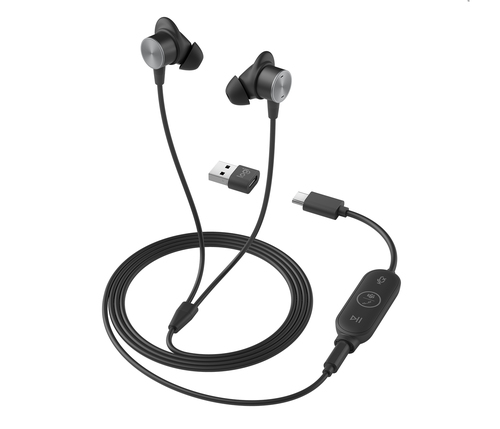 981-001008 Logitech Zone Wired Earbuds - Auricular - en oreja - cableado - conector de 35 mm - aislamiento de ruido - grafito - Certificado para Skype Empresarial Certificado para Equipos de Microsoft