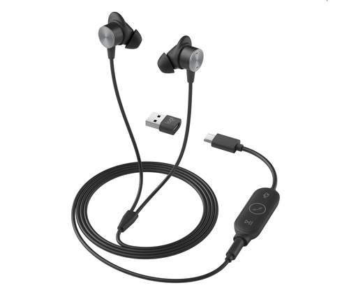 Logitech Zone Wired Earbuds - Auricular - en oreja - cableado - conector de 35 mm - aislamiento de ruido - grafito - Certificado por Zoom optimizado para UC - 981-001012