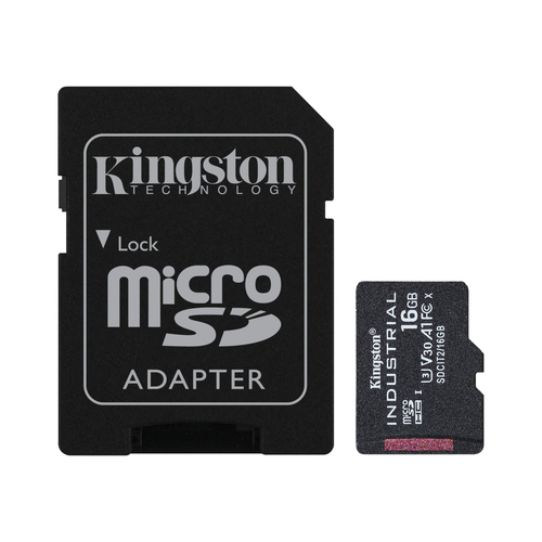 Tarjeta MicroSD Kingston Industrial 16 GB Clase 10 A1 C/Adaptador - SDCIT2/16GB