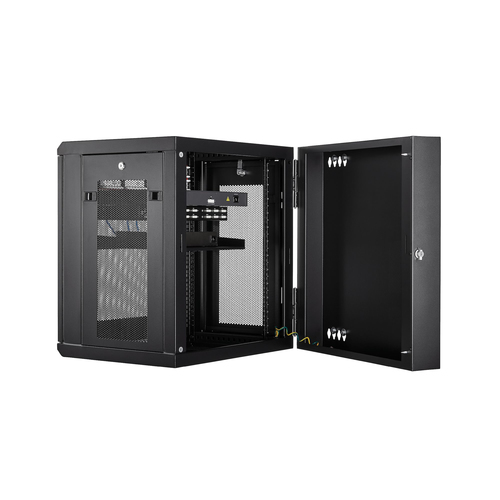 StarTech.com 12U 19 Wall Mount Network Cabinet - 16 Deep Hinged Locking Flexible IT Data Equipment Rack Vented Enclosure w/Shelf Stativindelukkekabinet Sort – billede 5