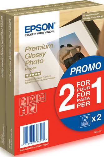 Epson Glossy Photo Paper 10 x 15cm 2 x 40 Sheets - C13S042167
