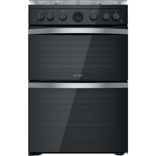 Indesit ID67G0MCB/UK cooker Freestanding cooker Gas Black
