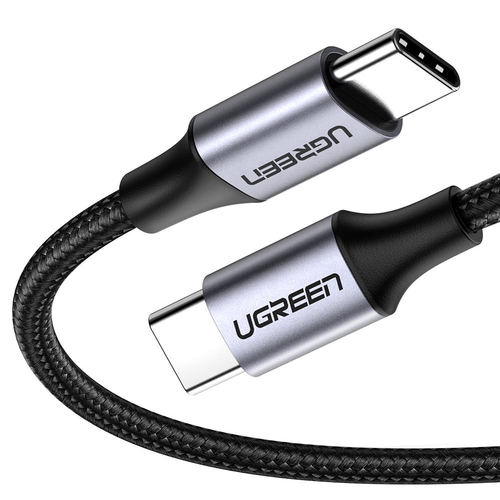 50152 Cable USB-C a USB-C 2 Metros Transferencia de datos de 480 Mbps Carga Rápida de hasta 60W QC 40/30/20 PD30 FPC AFC Protección Integrada Caja de Aluminio Nylon Trenzado Color Negro 50152