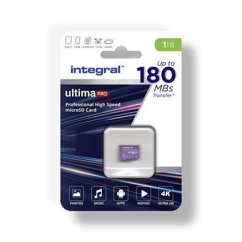 Integral 1TB MICRO SD CARD MICROSDXC UHS-1 U3 CL10 V30 UP TO 180MBS READ 150MBS WRITE