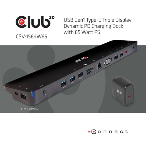Club 3D Triple Display Dynamic PD Charging Dock - Dockingstation, afbeelding 2