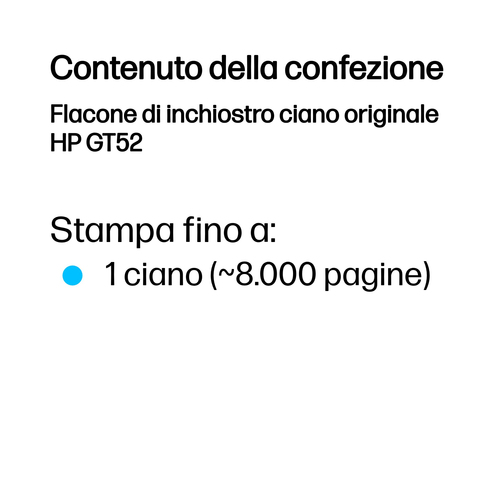 HP GT52 – Flacone di inchiostro ciano originale