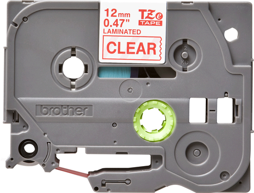 Original Brother P-Touch TZE132 12mm Gloss Tape - Red on Clear - image 2