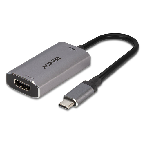 Lindy 43327 video kabel adapter 0,11 m USB Type-C HDMI Zwart, Grijs, afbeelding 5