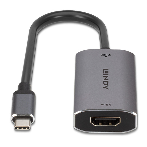 Lindy 43327 video kabel adapter 0,11 m USB Type-C HDMI Zwart, Grijs, afbeelding 4