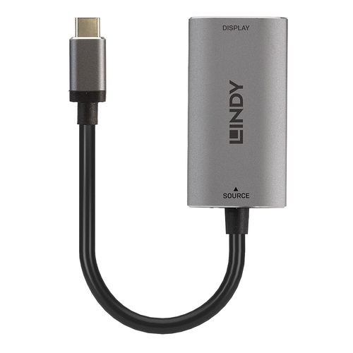 Lindy 43327 video kabel adapter 0,11 m USB Type-C HDMI Zwart, Grijs, afbeelding 2
