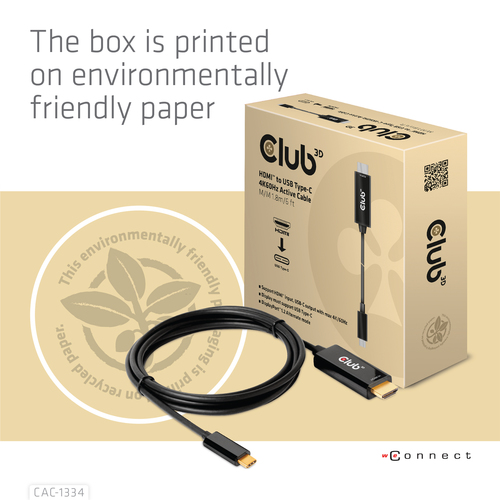 CLUB3D HDMI to USB Type-C 4K60Hz Active Cable M/M 1.8m/6 ft, afbeelding 9