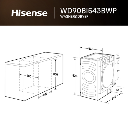 Hisense WD90BI543BWP washer dryer Built-in Front-load White – image 6