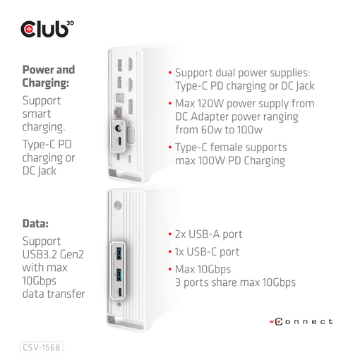 CLUB3D Dockingstation + 120Watt charging, afbeelding 10