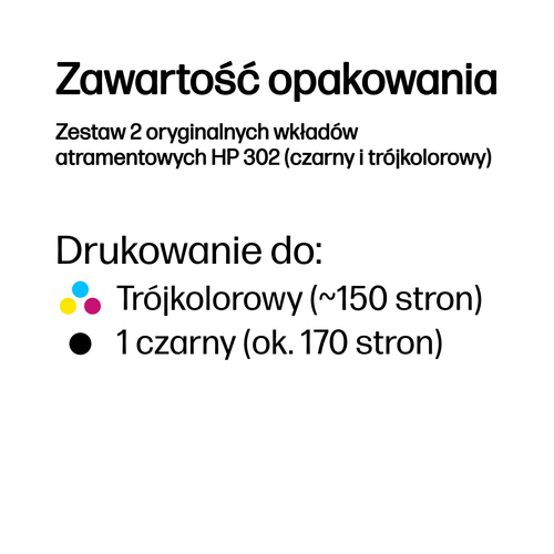 Zestaw 2 oryginalnych wkładów tuszy HP 302 (czarny i trójkolorowy) X4D37AE