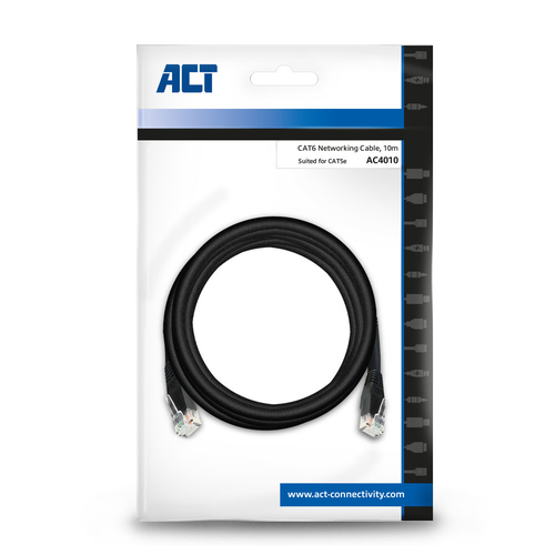 CAT6 Networking Cable copper 10 Meter Black, afbeelding 4