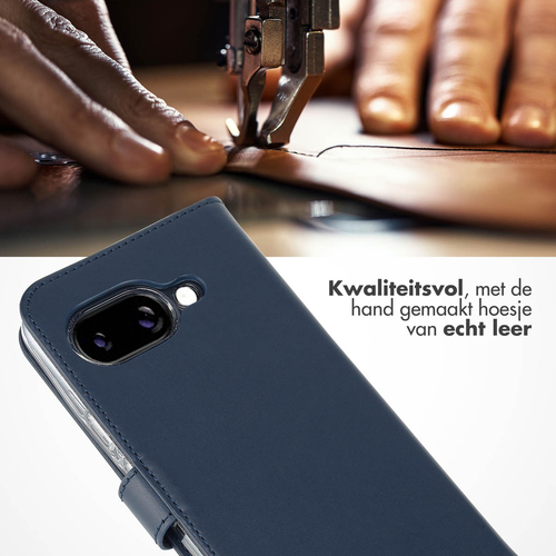 Selencia Echt Lederen Bookcase Google Pixel 9A - Blauw, afbeelding 2