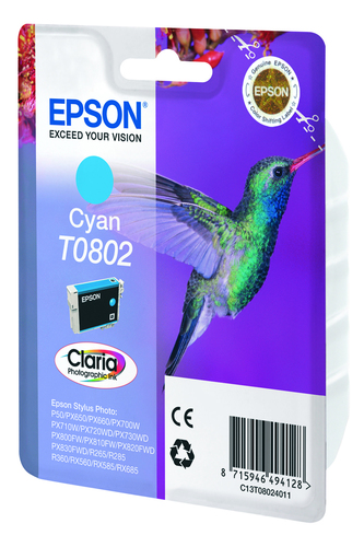 Original Epson T0802 Cyan Ink Cartridge - image 2