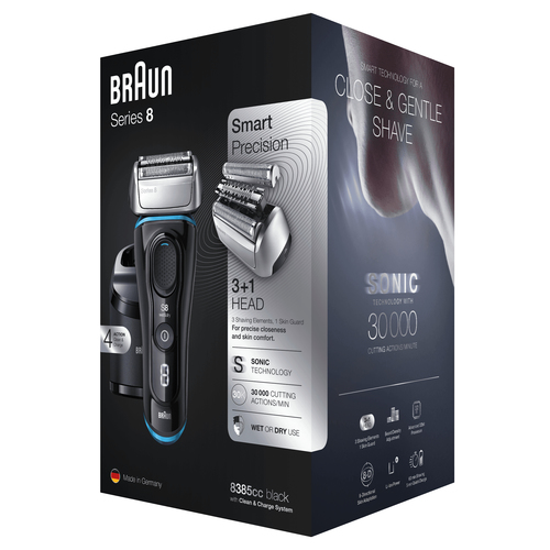 Braun Series 8 8385cc Next Generation Electric Shaver, Clean&Charge Station, Fabric Case, Black – image 5